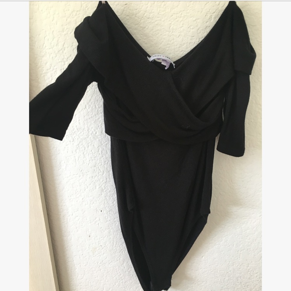 Black off the shoulder bodysuit