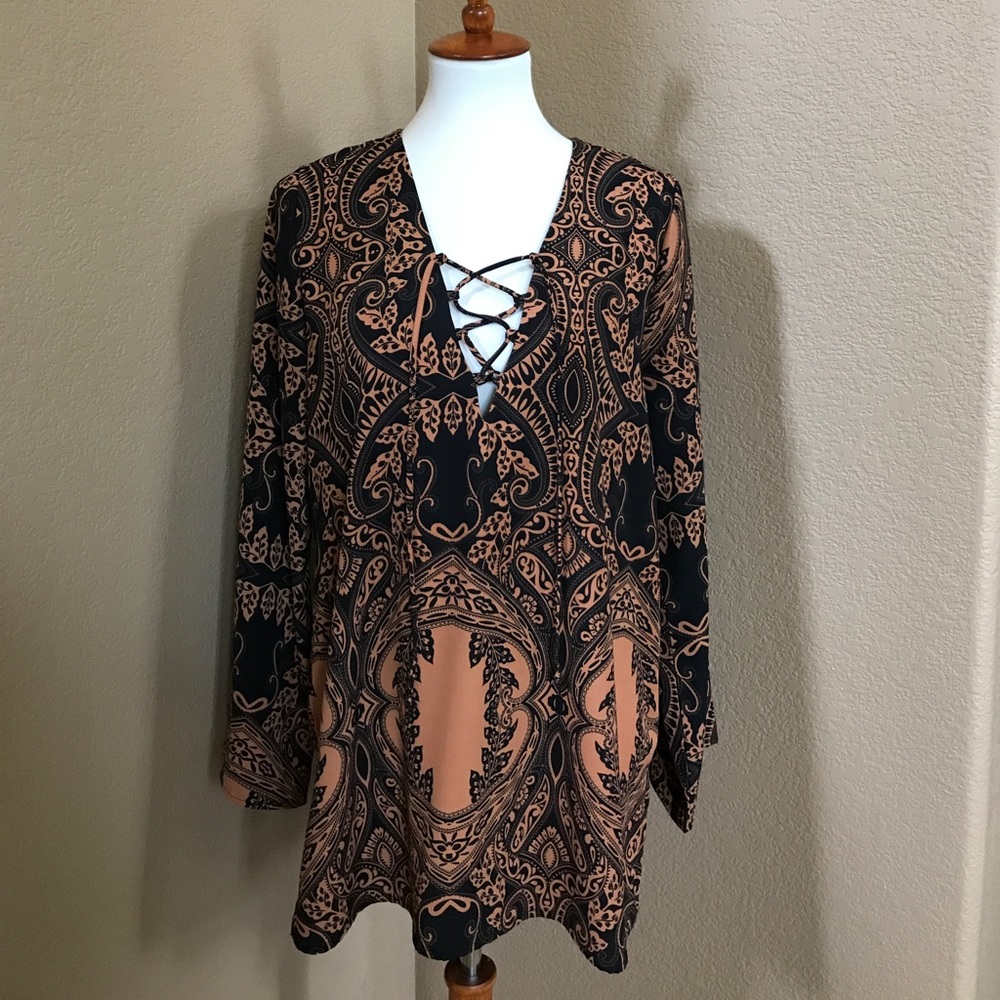 Fab'rik Lace Up Tunic Blouse