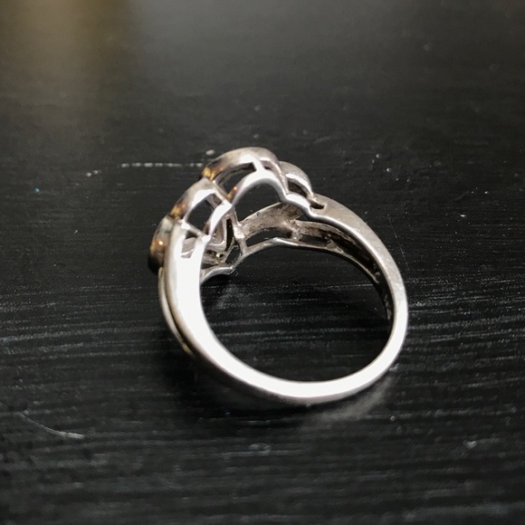 Matching Diamond Silver Double Heart Necklace Ring - Picture 6 of 7