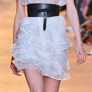 Isabel Marant White Pleated Organza Vendel Skirt