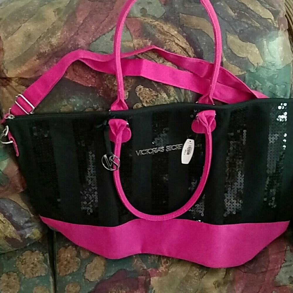 Pink canvas with black sequins & VS letters