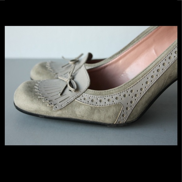 Nine West gray suede loafer pumps heels vintage - Picture 2 of 5