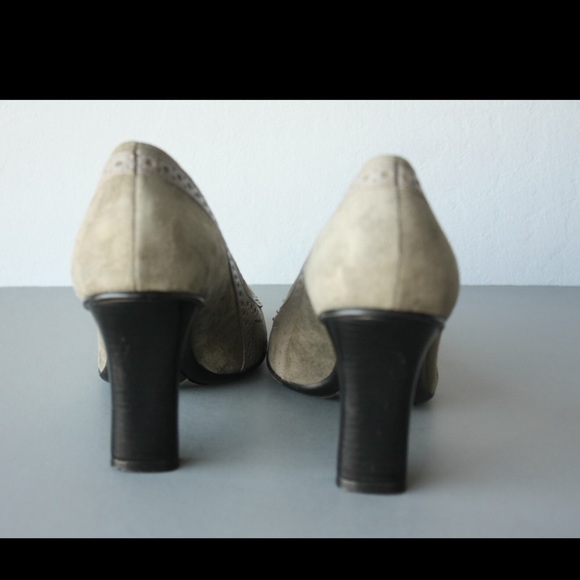 Nine West gray suede loafer pumps heels vintage - Picture 5 of 5