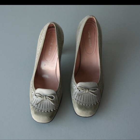 Nine West gray suede loafer pumps heels vintage - Picture 3 of 5