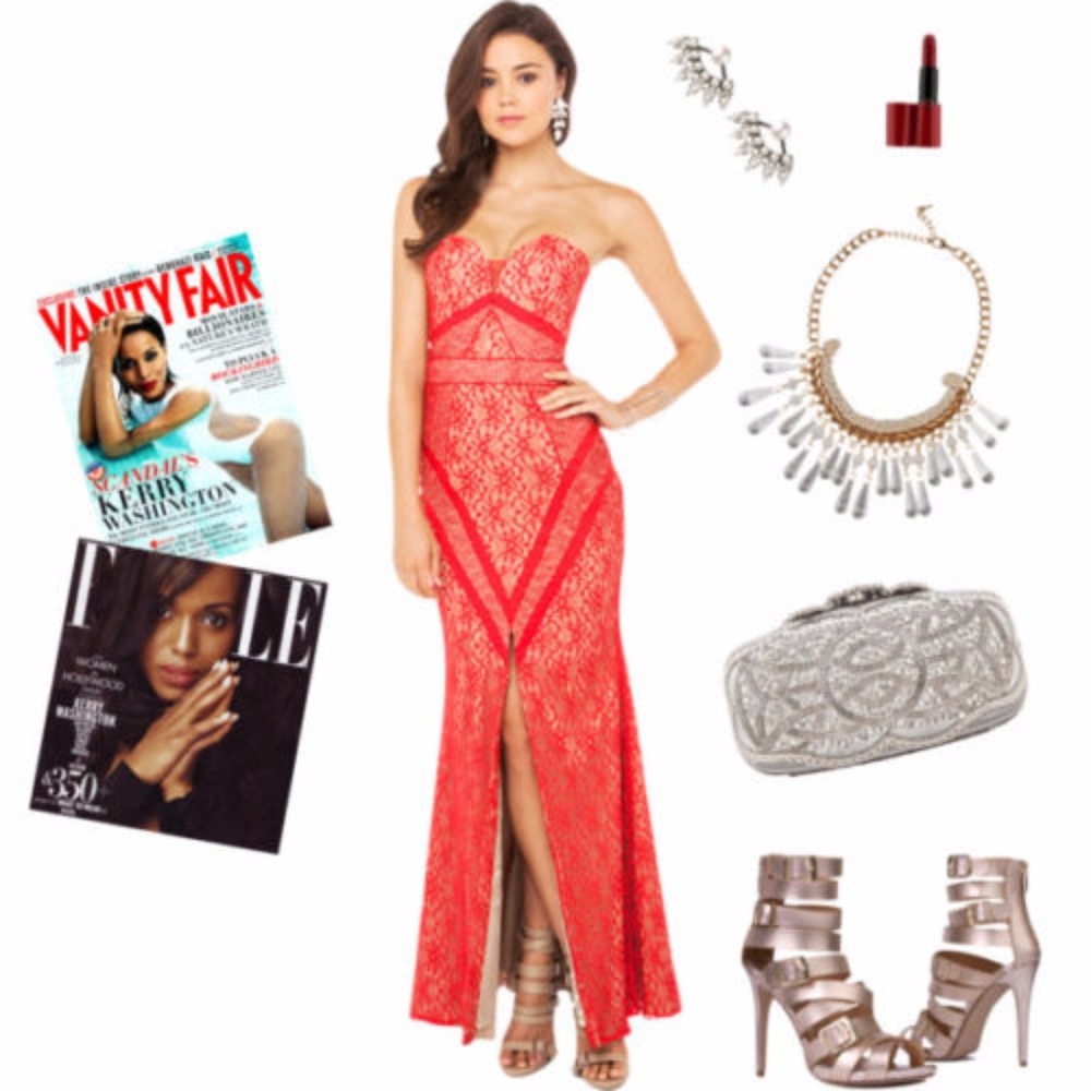 Bariano Strapless Red Lace Dress sz 8 AUS/4 US