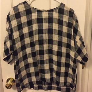 Oversized Black and White Gingham Top