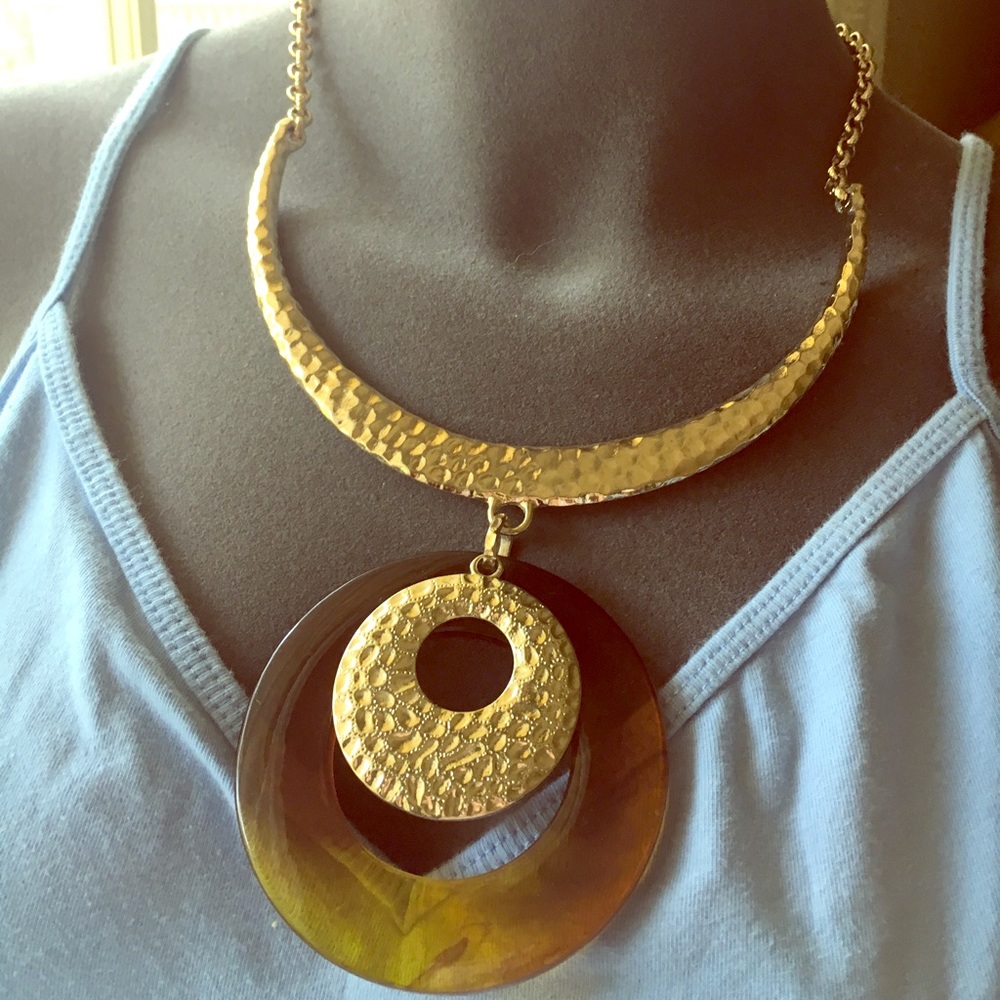Gold and Tortoise Shell Necklace