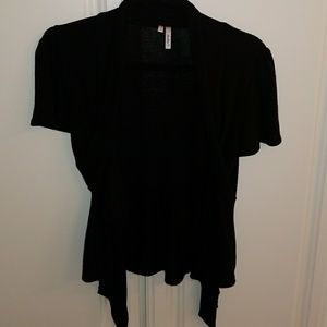 Black Short Sleeve Sweater Cardigan
