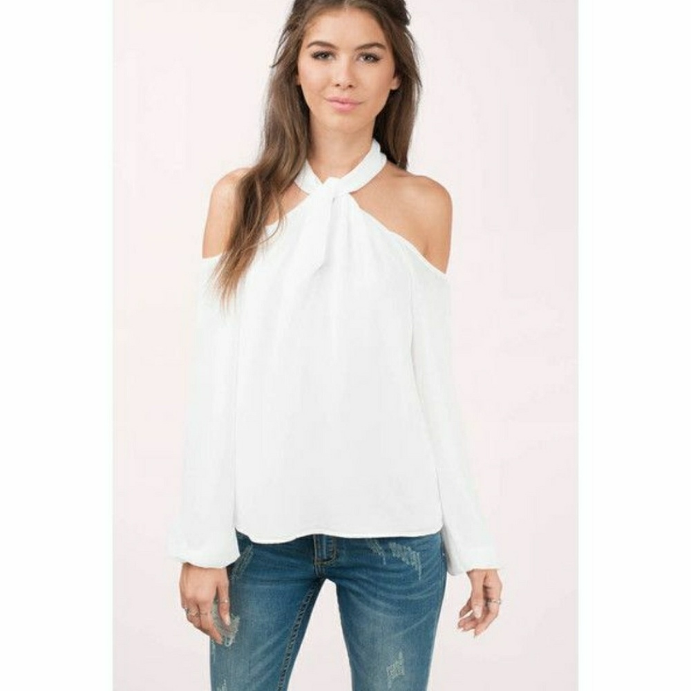 Blush- Creme Beaded Cold Shoulder Blouse