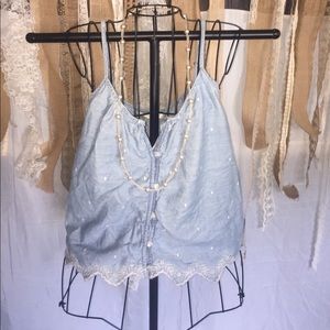 Lauren Conrad light chambray tank