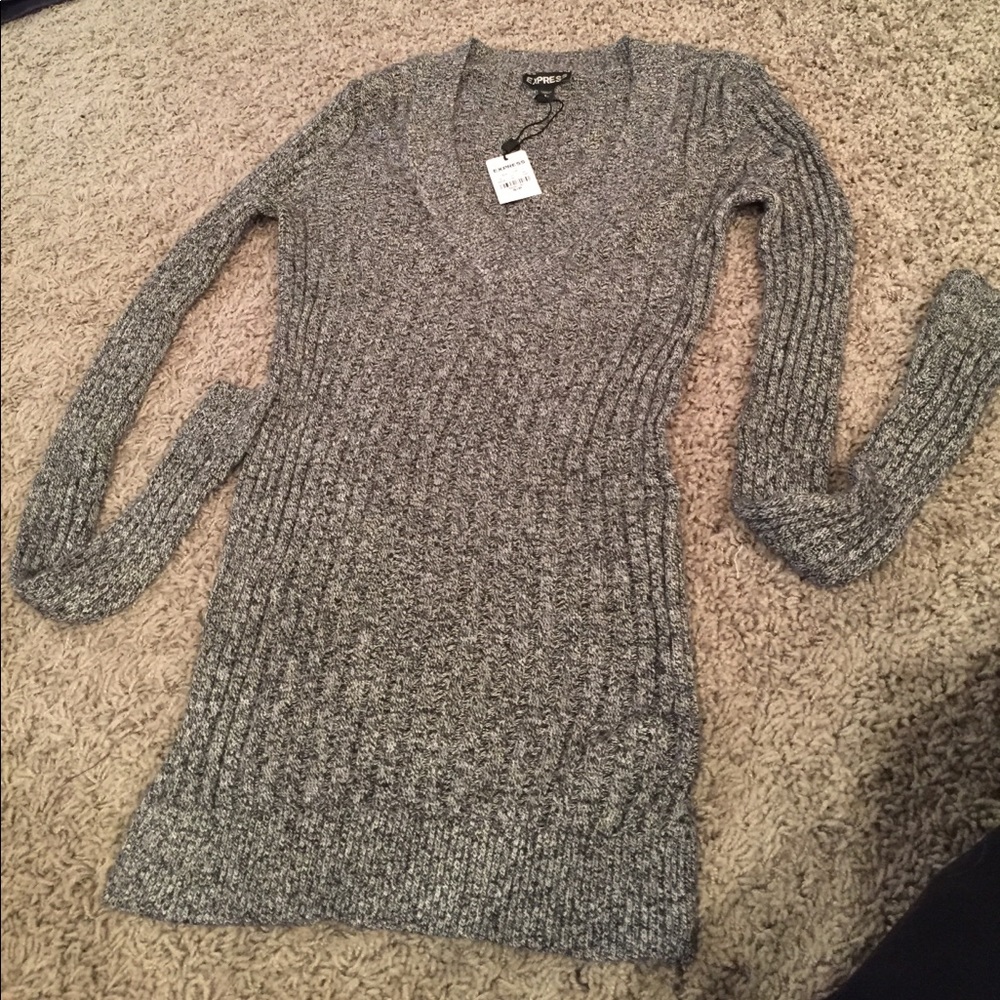 Black and White V-Neck Sweater by Express