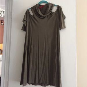 Olive green cold shoulder dress