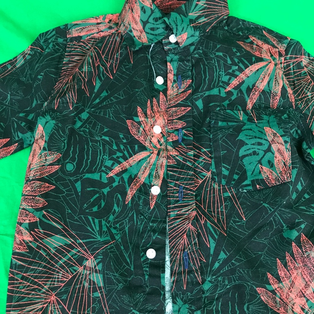 Boys Abstract Autumn Leaves Button Down
