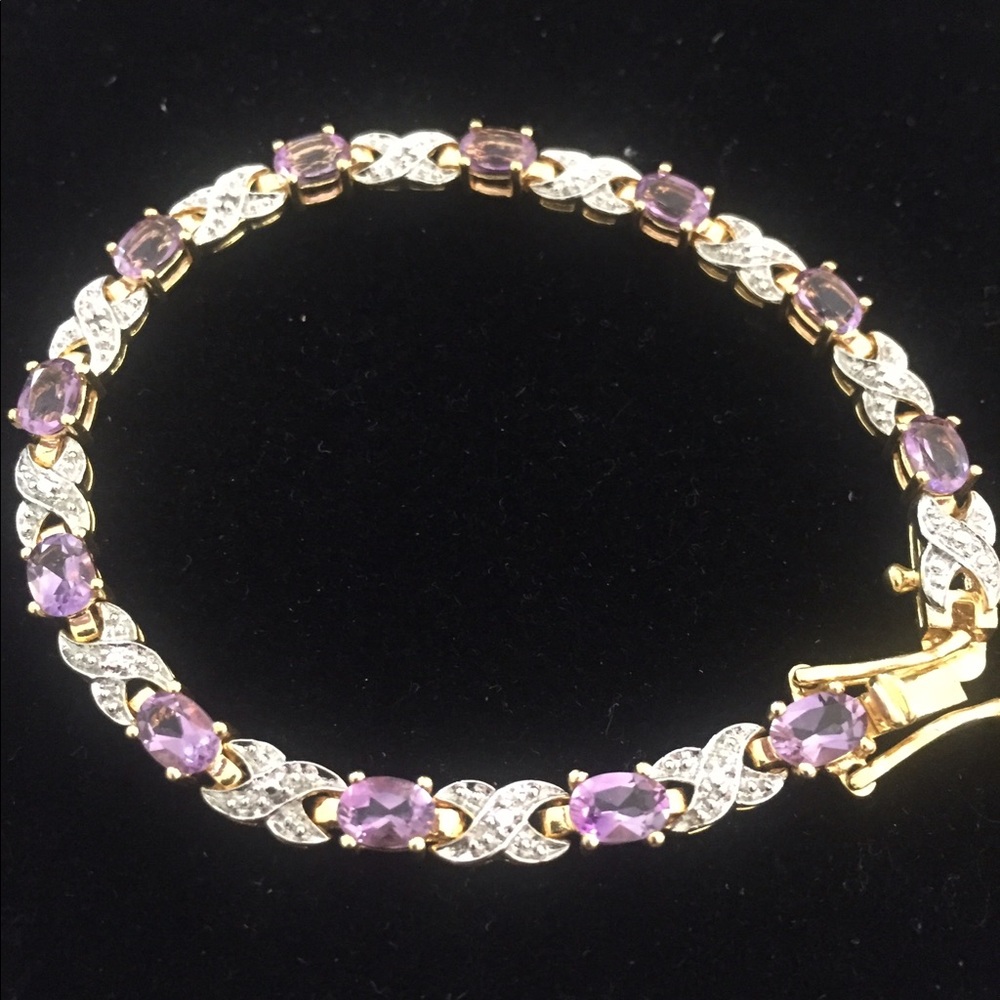gold overlay bracelet with amethyst stones