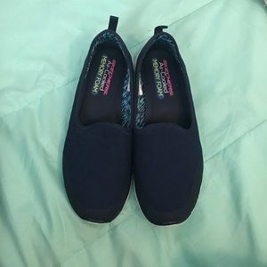 Navy blue Skechers Memory Foam slip ons