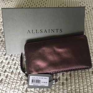 All Saints Leather Club Zip Around Wallet; Choc