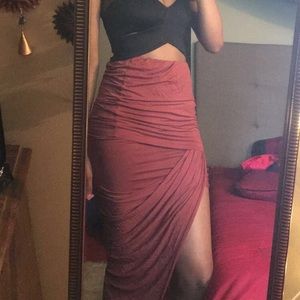 Size M Rust Orange Asymmetrical Wrap Skirt