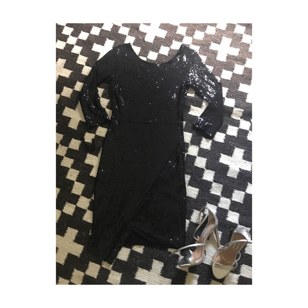 Sequin black bodycon dress