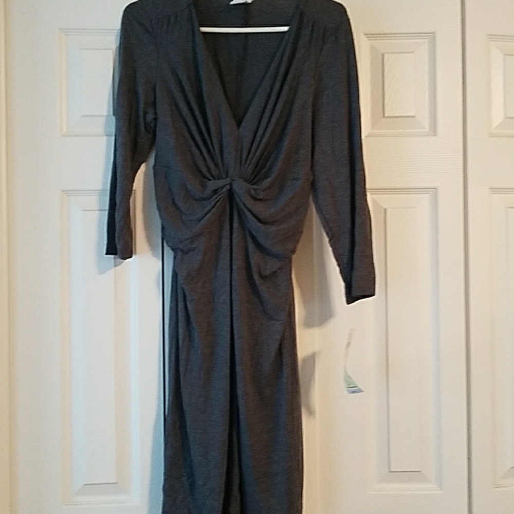 Gray knee length maternity dress