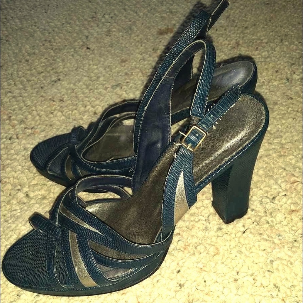 Sexy Retro  Blue Grey Platform Heels