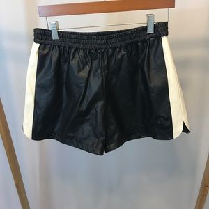 Fake leather shorts