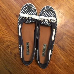 Sperry polka dot slip ons w/ adjustable tie Sz 6.5