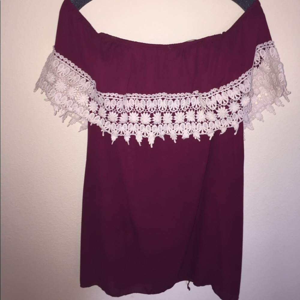 Maroon/burgundy off the shoulder dress