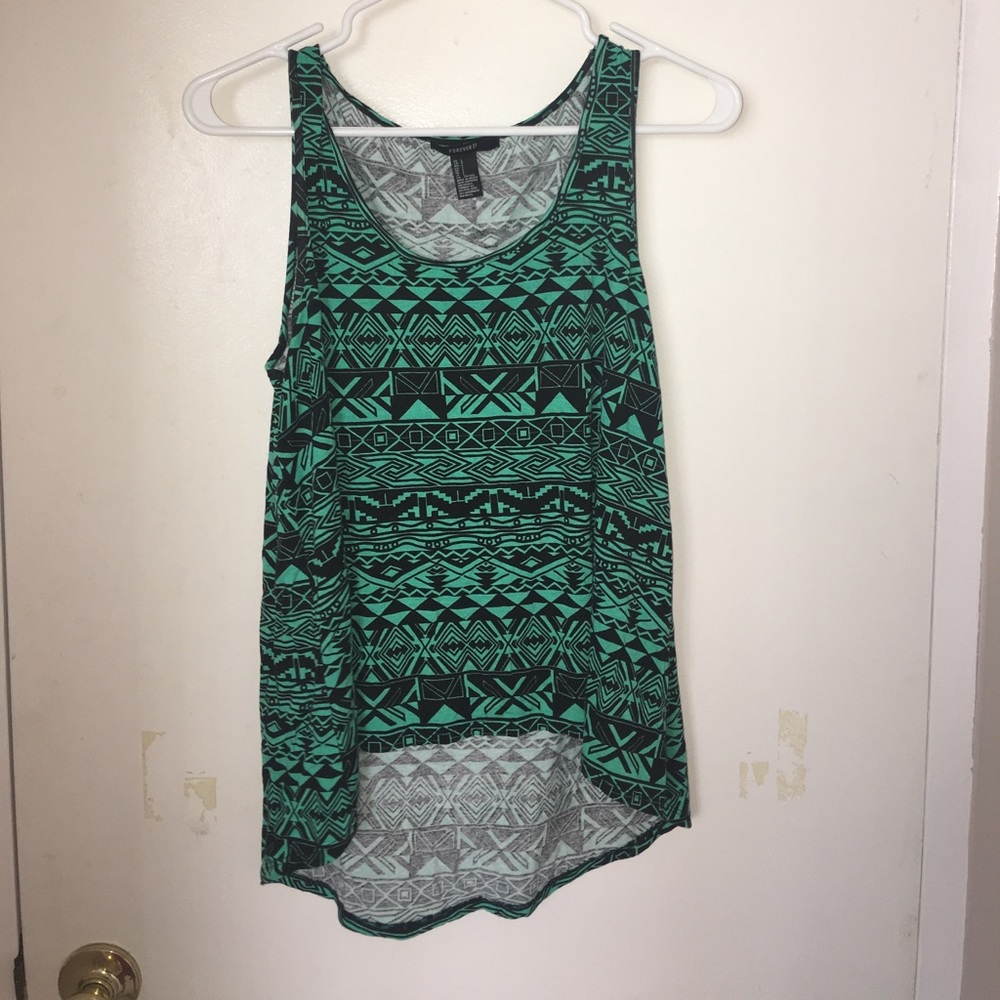 Hi-low geographic print tank top.