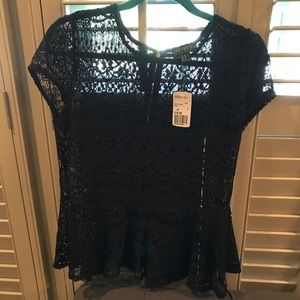 NWT Forever 21 sheer lace peplum top. Size XL