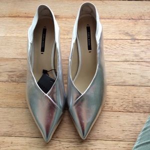 Silver/white Zara Heels - Size 6.5