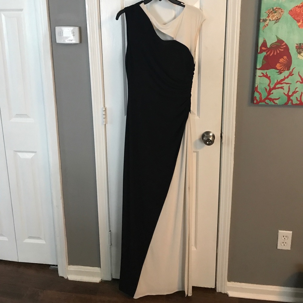 Black and white gown