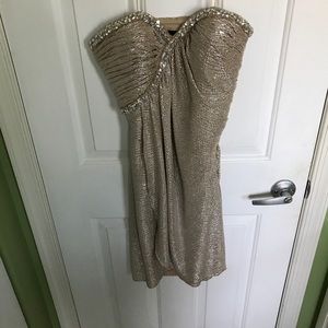 Strapless gold/silver cocktail dress with gems