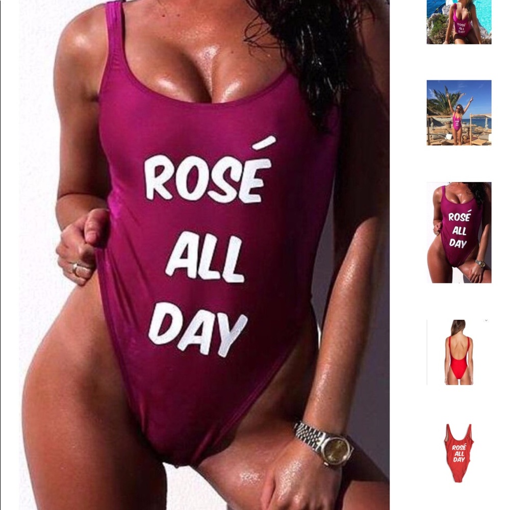 Hot pink ROSÈ ALL DAY one piece