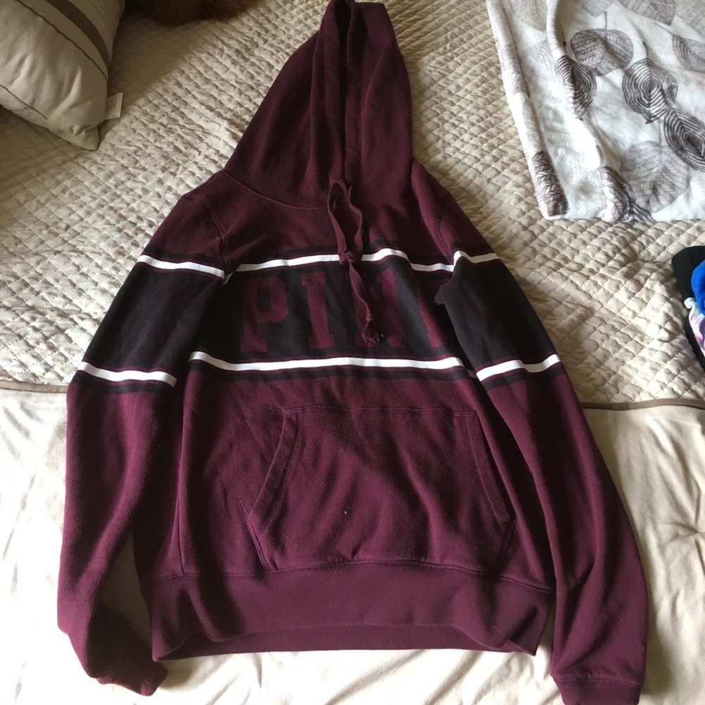Maroon and black PINK hoodie
