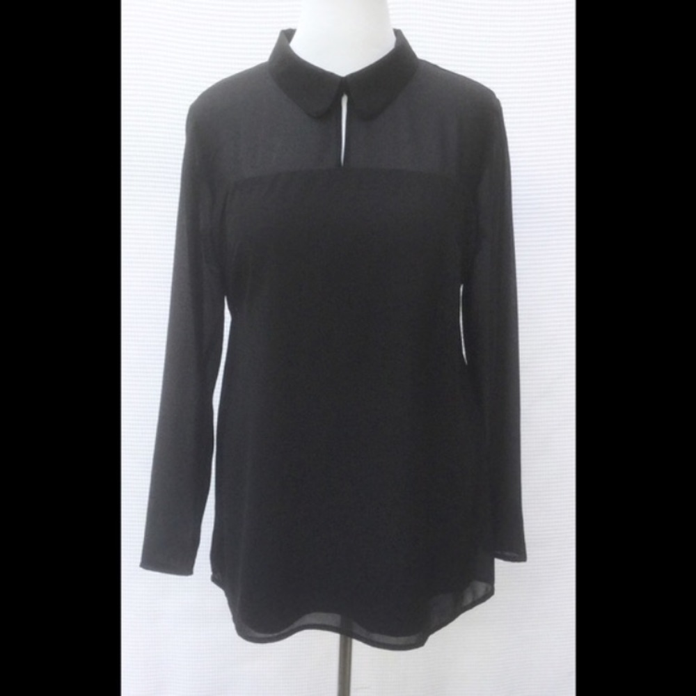 New Eshakti black crepe tunic blouse Size 16