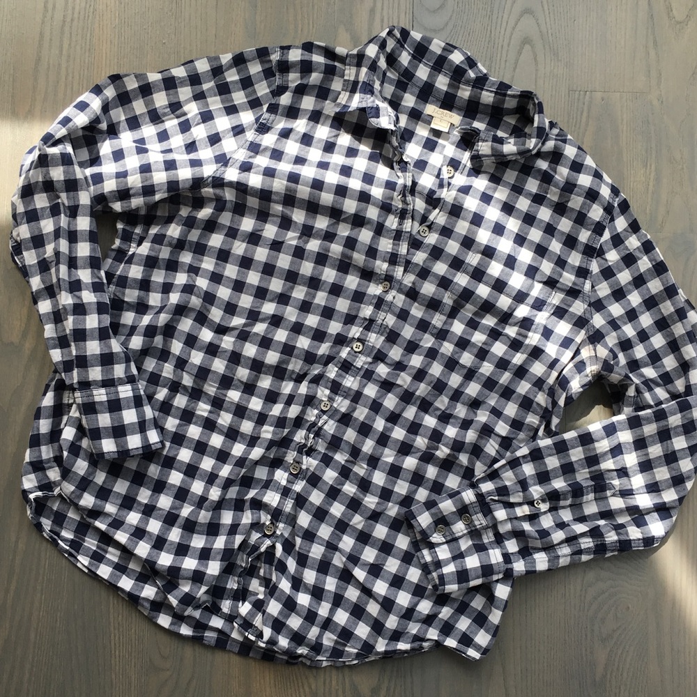 J Crew Gingham Button Up