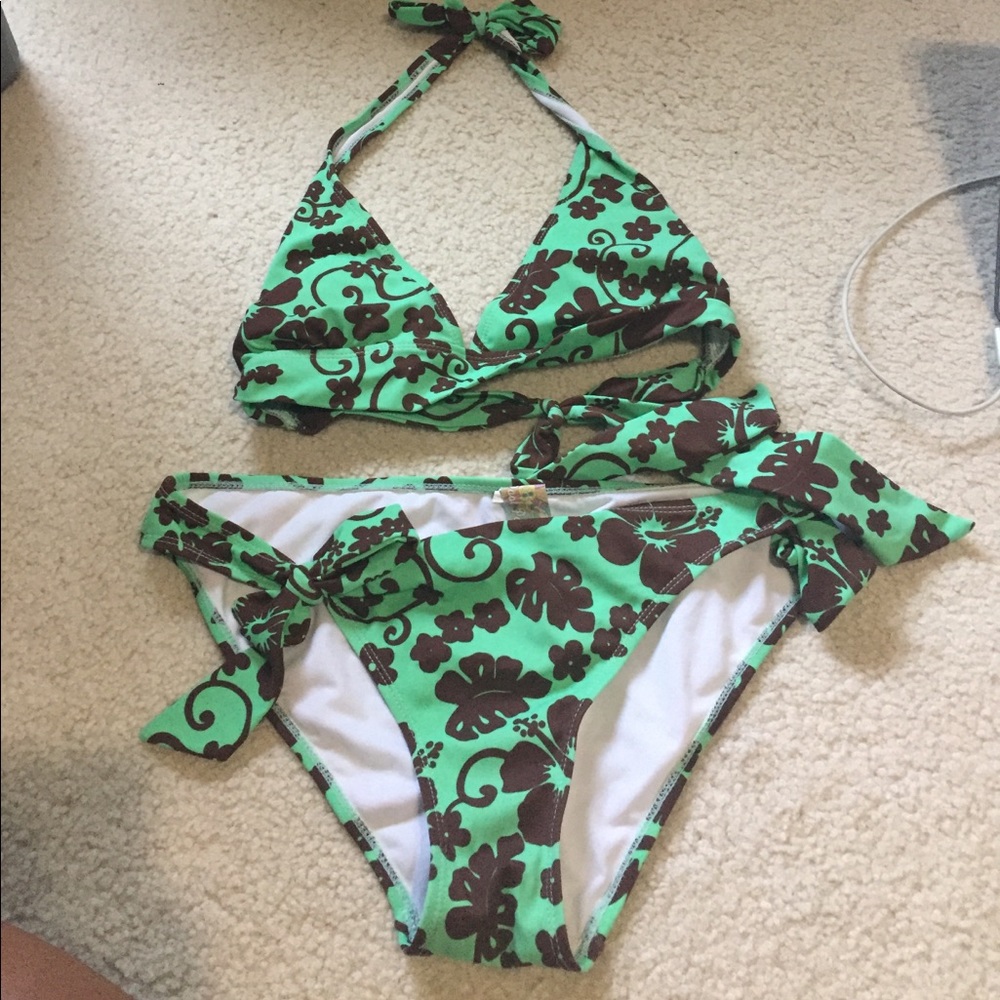 Halter tie bikini top and bottom