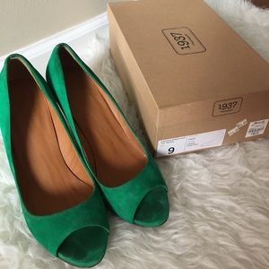 Madewell Suede Bianca Peep Toe Wedge