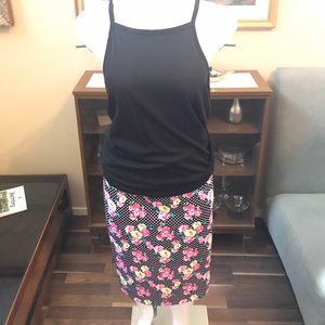NWT -Betsey Johnson Floral Polka Dot Pencil skirt