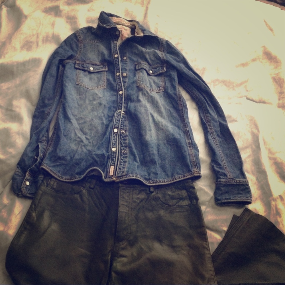 Earl Jeans Green Leather Trousers BN