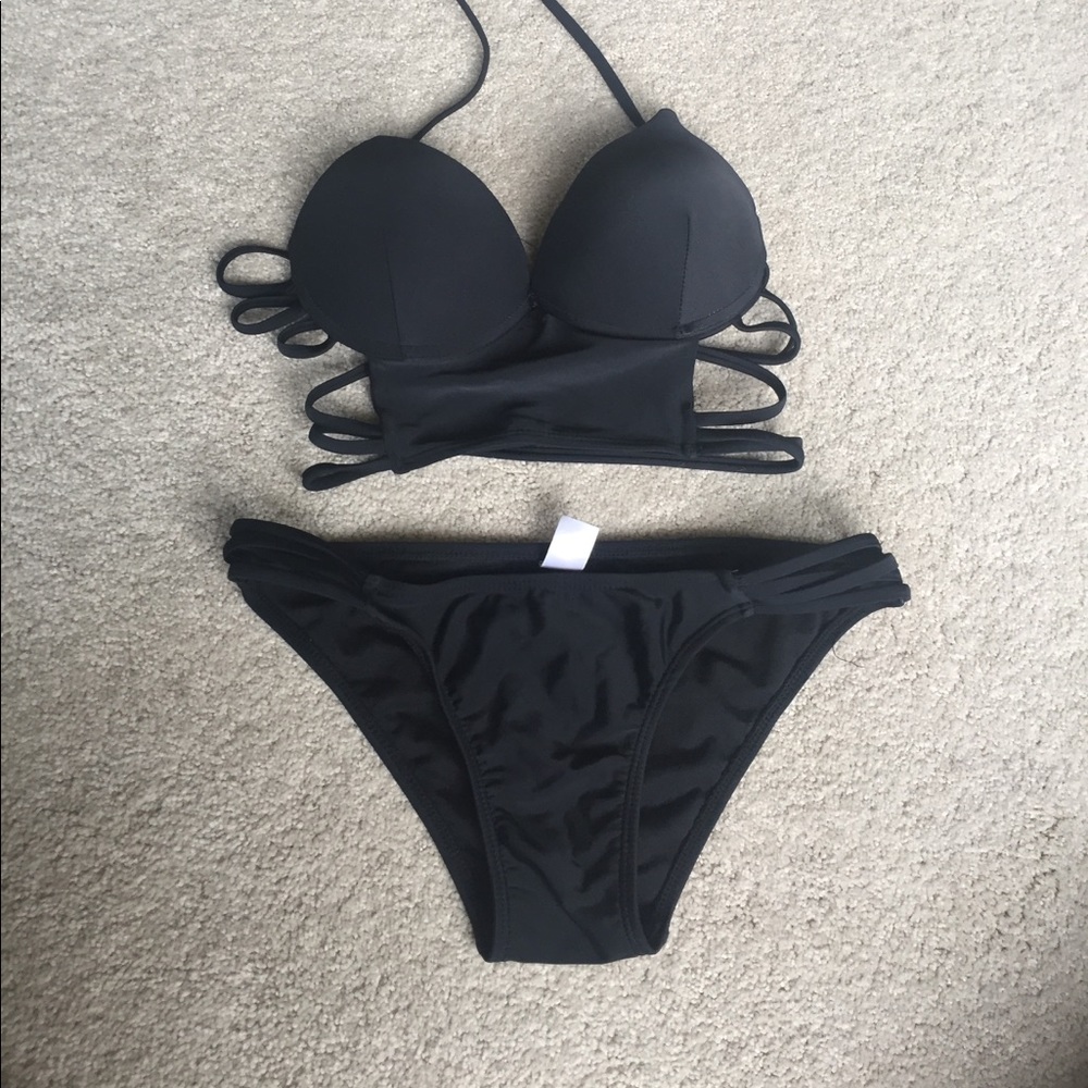 strappy black bikini