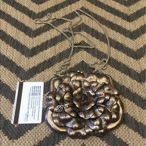 Brighton Champagne Flower Leather Crossbody/Clutch