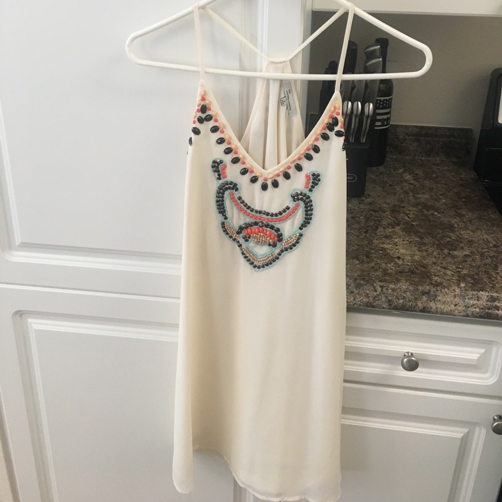 beaded racerback mini dress