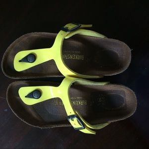 Yellow strap birkenstocks