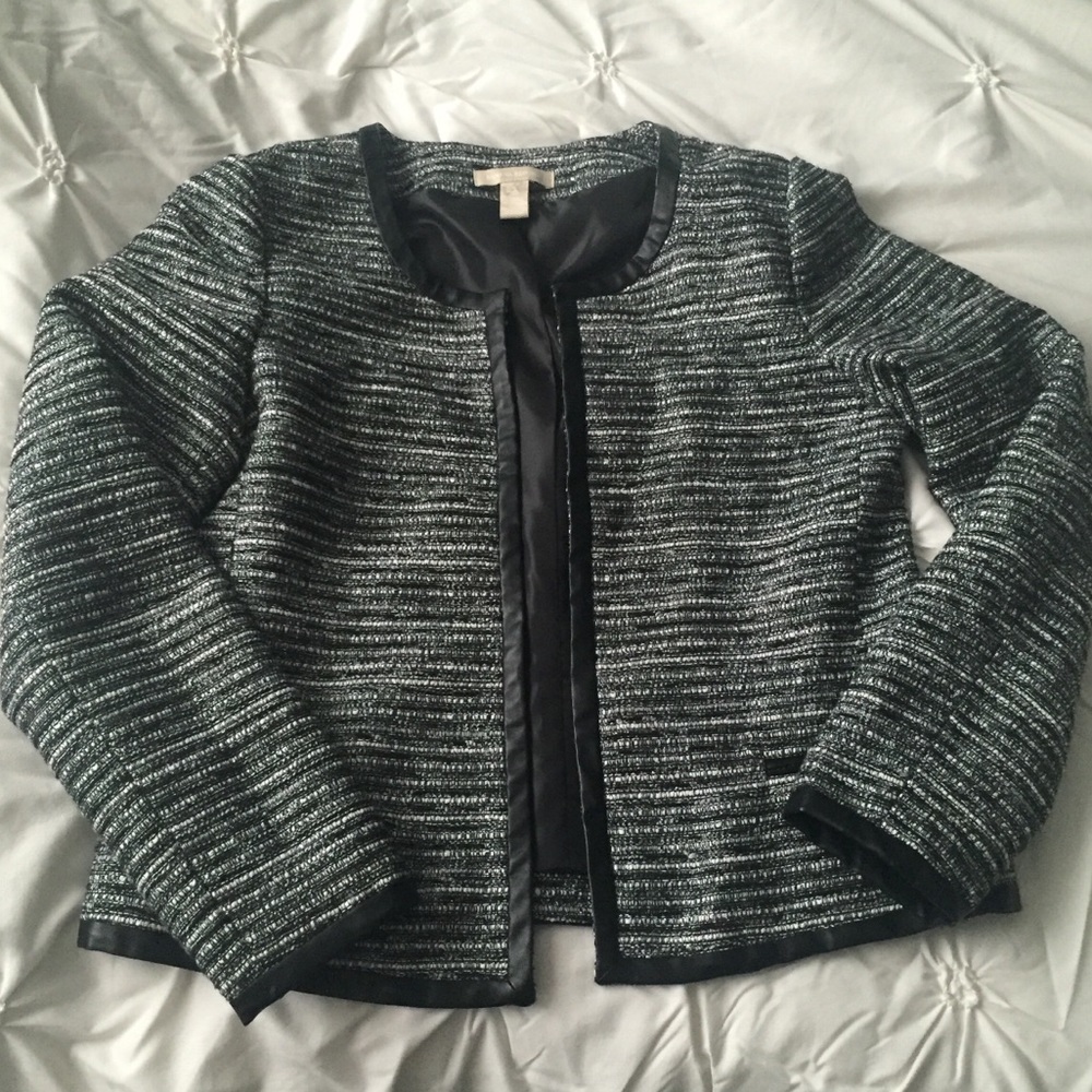 Banana Republic Tweed Black White Blazer Jacket