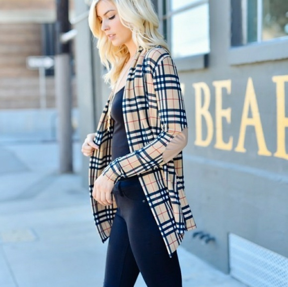 LONG SLEEVE OPEN FRONT PLAID PRINT CARDIGAN - Picture 5 of 5