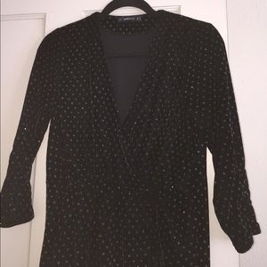 Zara worn 1x black velvet w sparkle dress Small