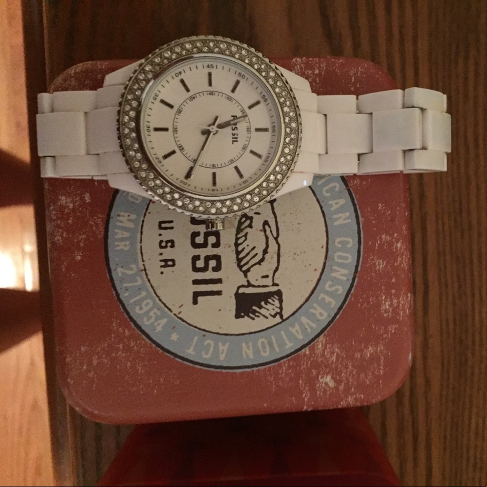 White fossil watch