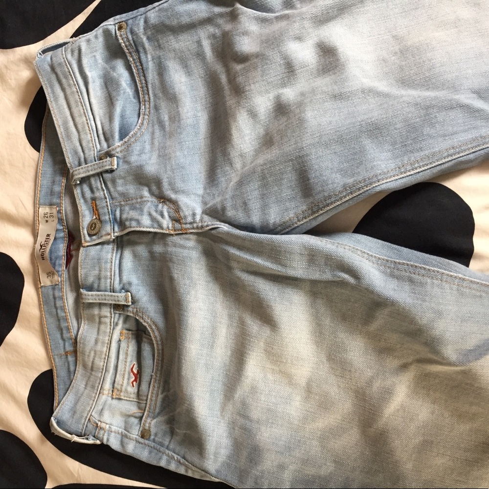 Lightly worn low rise flared jeans