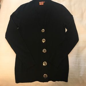 Tory Burch black merino wool cardigan